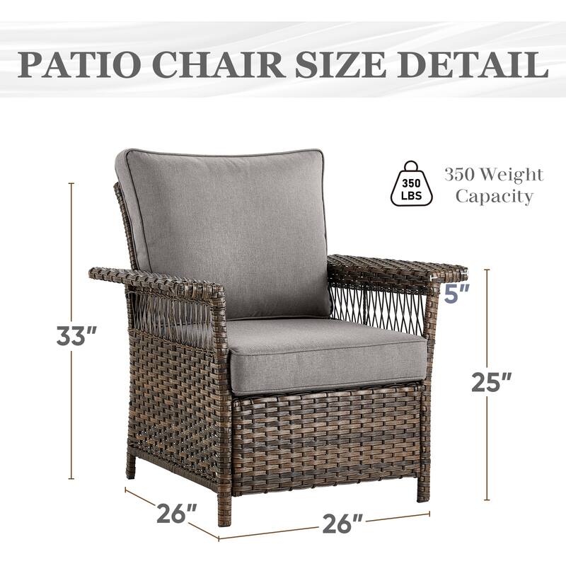 Gymojoy Outdoor Wicker Patio Chairs Set of 2 with 4.3" Cushions