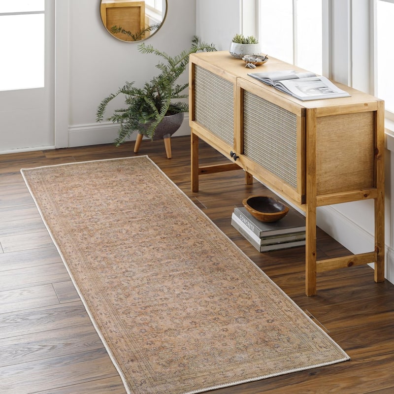 Livabliss Traditional Amelie Floral & Botanical Washable Area Rug - 2'7" x 7'10" - Earthy