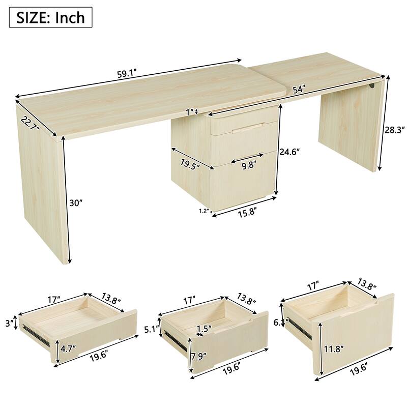 90" Modern L-Shaped Executive Desk with 3 Drawers & 360° Rotating Top - Office Corner Workstation for Home or Living Room