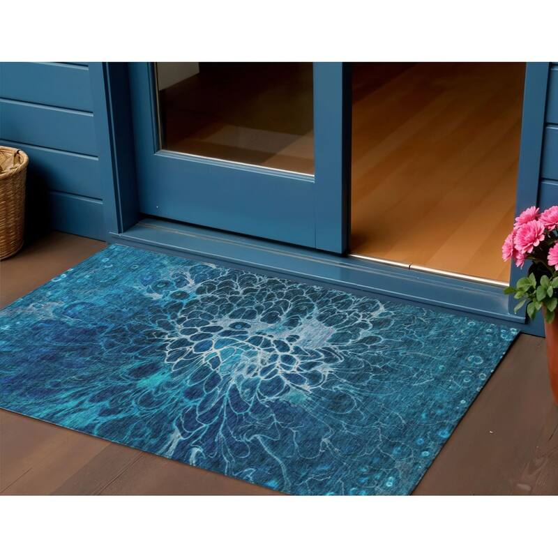 HomeRoots Abstract Transitional Rectangle Outdoor Rug - 3' x 5'