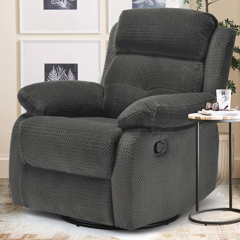 Recliner Chair with 360° Swivel, Soft Cushion Seat Rocker Accent Chair, Lounge Chaise Chair with Footrest