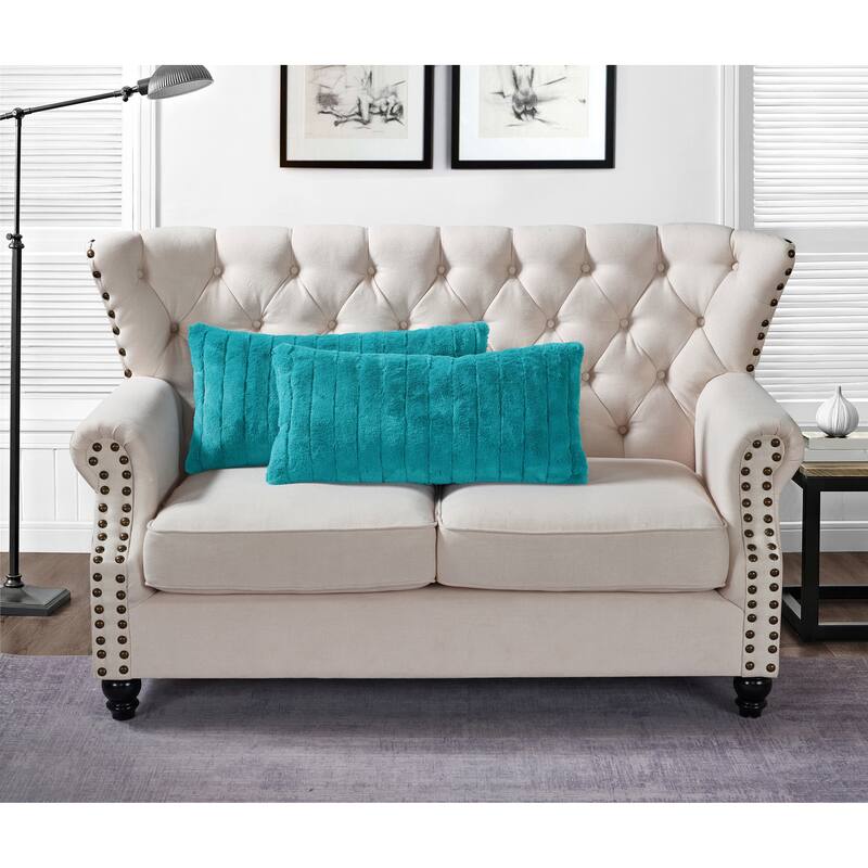 Supermink Soft Solid Throw Pillow Covers Set of 2, NO INSERT - 14'' x 26'' - Tile Blue