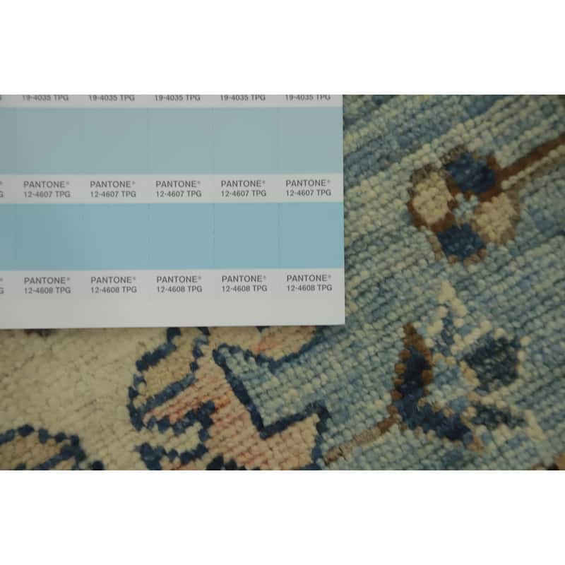 Hand Knotted Oriental 100% Wool Carpet Traditional All-Over Navy Blue & Blues Ziegler Runner Rug - 16' 1'' X 2' 8''