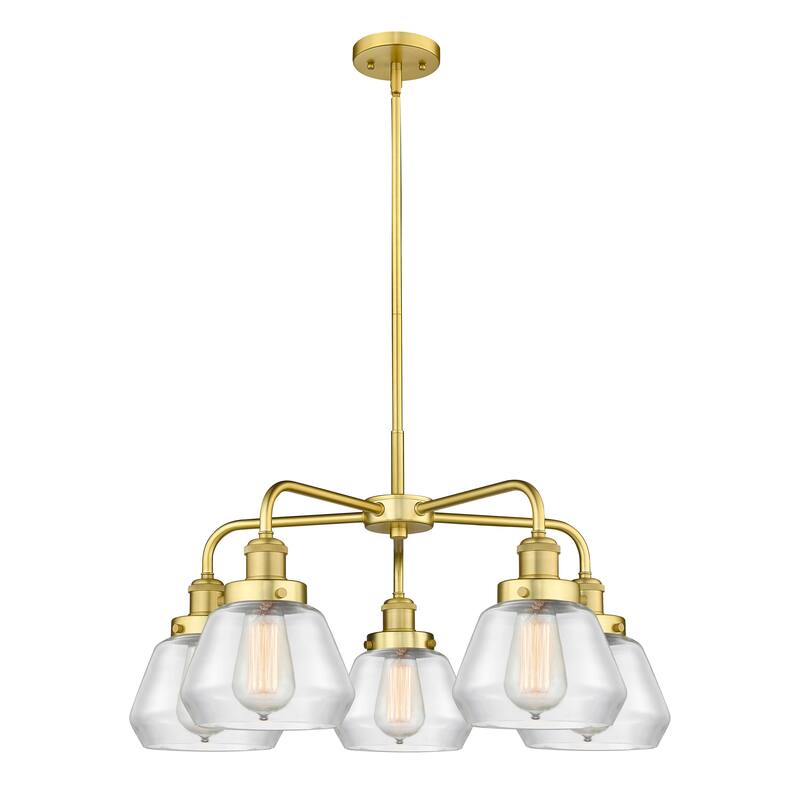 Innovations Lighting Fulton - 5 Light 25" Stem Hung Chandelier - Clear/Satin Gold