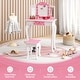 preview thumbnail 53 of 53, Costway Kids Vanity Table & Stool Set with Cute Polka Dot Print - See Details