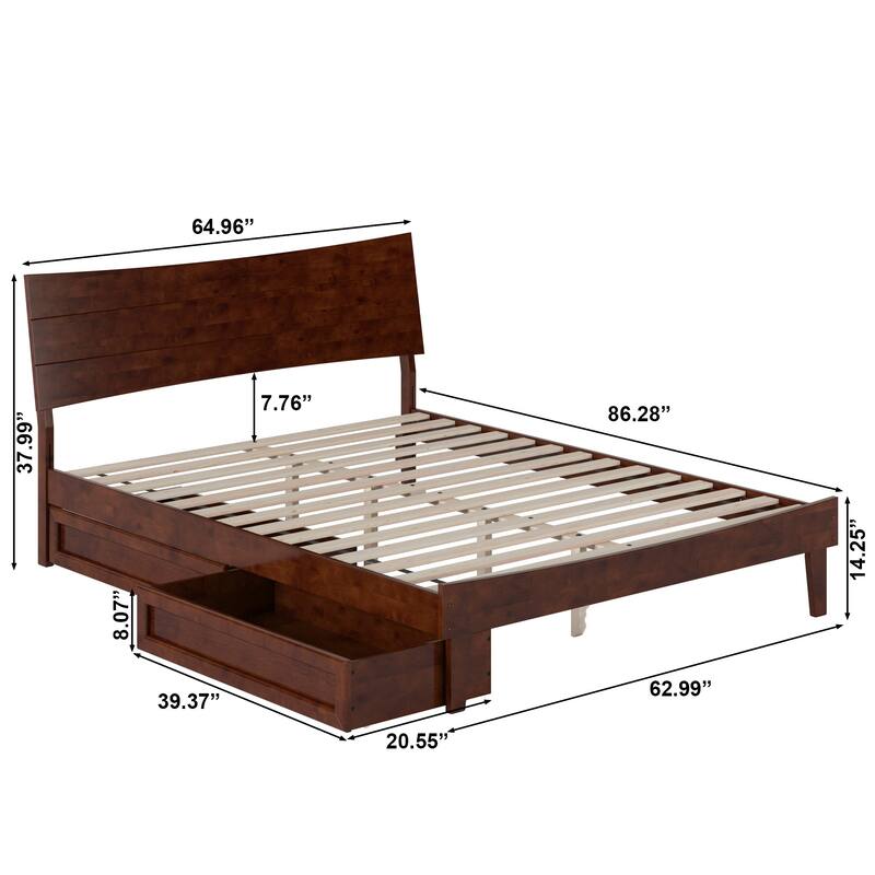 Phoenix Wood Platform Bed with Storage Drawers