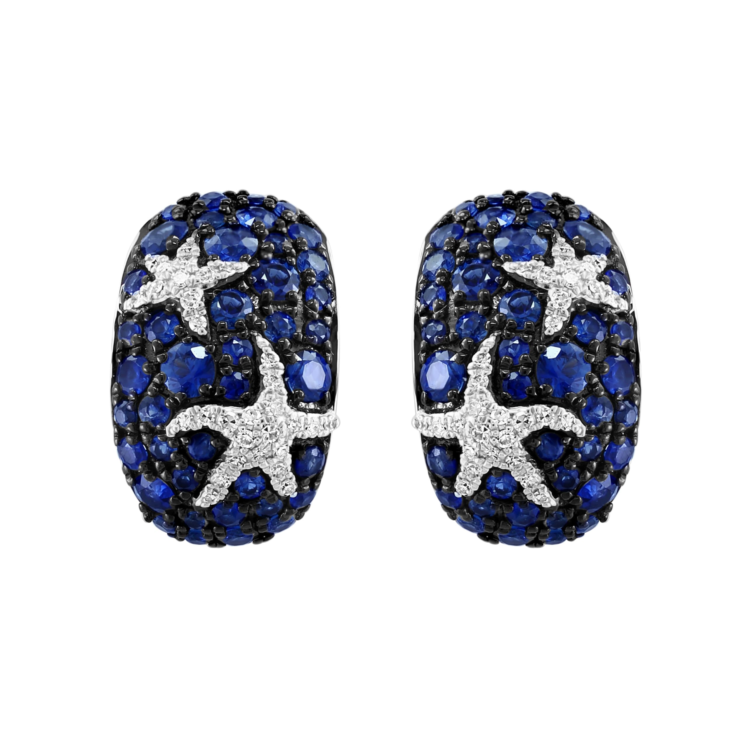 EFFY 14K Gold Diamond Sapphire Earrings Overstock 43012286