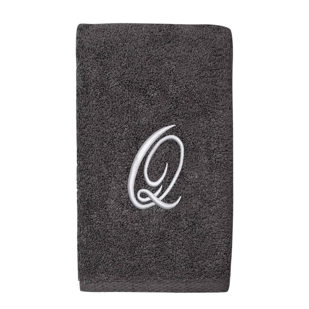 Avanti Linens Granite/Silver Script Monogram Hand Towel Letter Q - Hand Towel