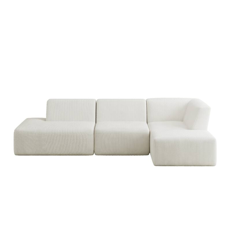 Corduroy Fully Sponge Molded Modular Sectional Sofa with Ottoman