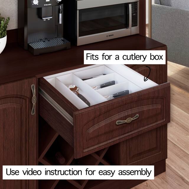 Galiano Pantry Kitchen Microwave Storage Cabinet Buffet with Hutch