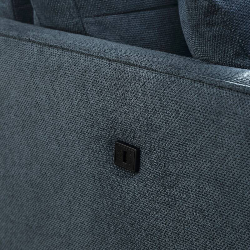 Modern Upholstered Sofa with Waterproof Fabric and USB Charging Ports, Two Pillows for Small Space Living Room