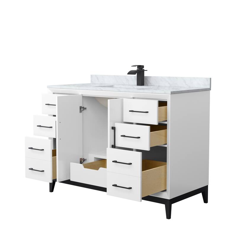 Amici Single Bathroom Vanity Set, Carrara Marble Top