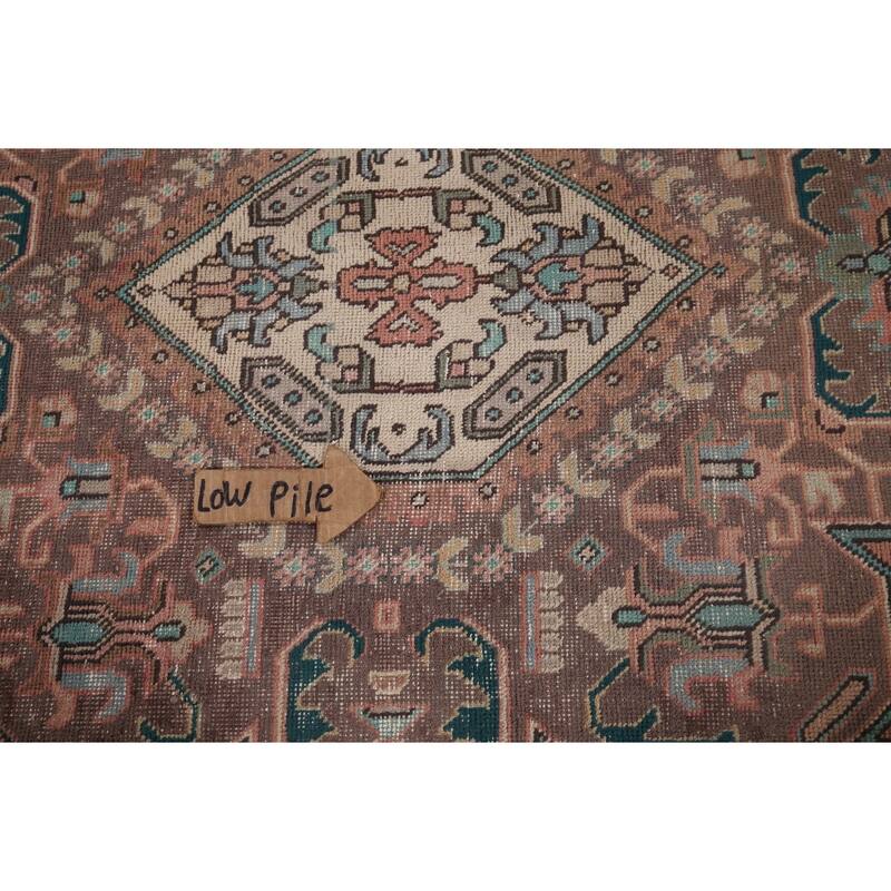Tabriz Vintage Persian Rug Hand-Knotted Pink Geometric Wool Carpet - 9'9" x 13'4"