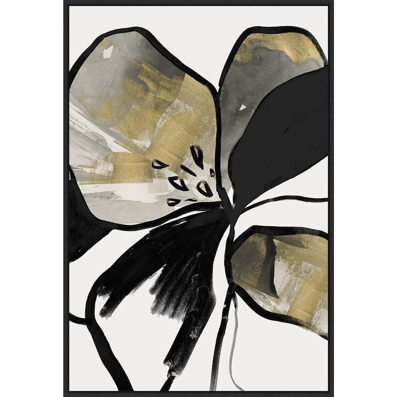 Yellow Botanical II by PI Studio Framed Canvas Wall Art Print - Sylvie Black