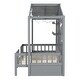 preview thumbnail 12 of 34, Twin Size House Bed with Shelves, Window, and Sparkling Light Strip on Roof, Space-Saving Design for Kids' Rooms, Grey