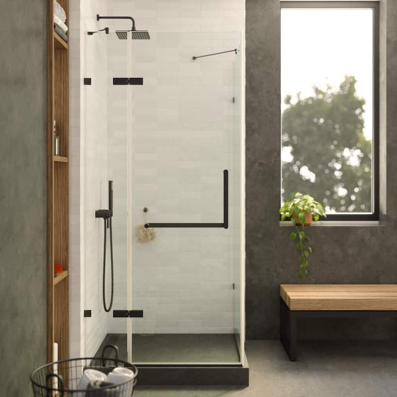Fine Fixtures Frameless Shower Enclosure Hinged Glass Shower Door - Tempered Glass