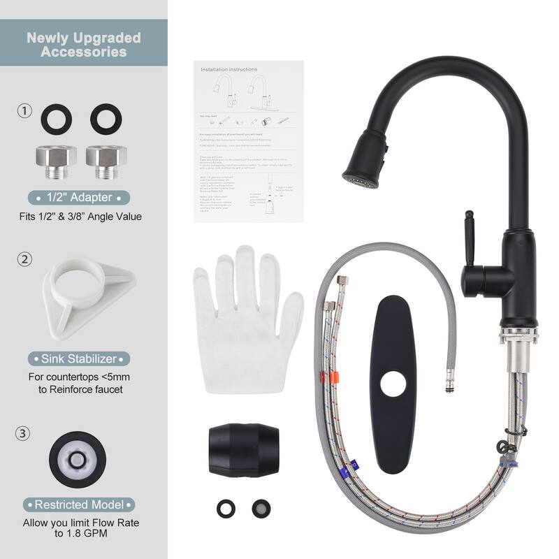 WOWOW Pull Down Sprayer Kitchen Faucet