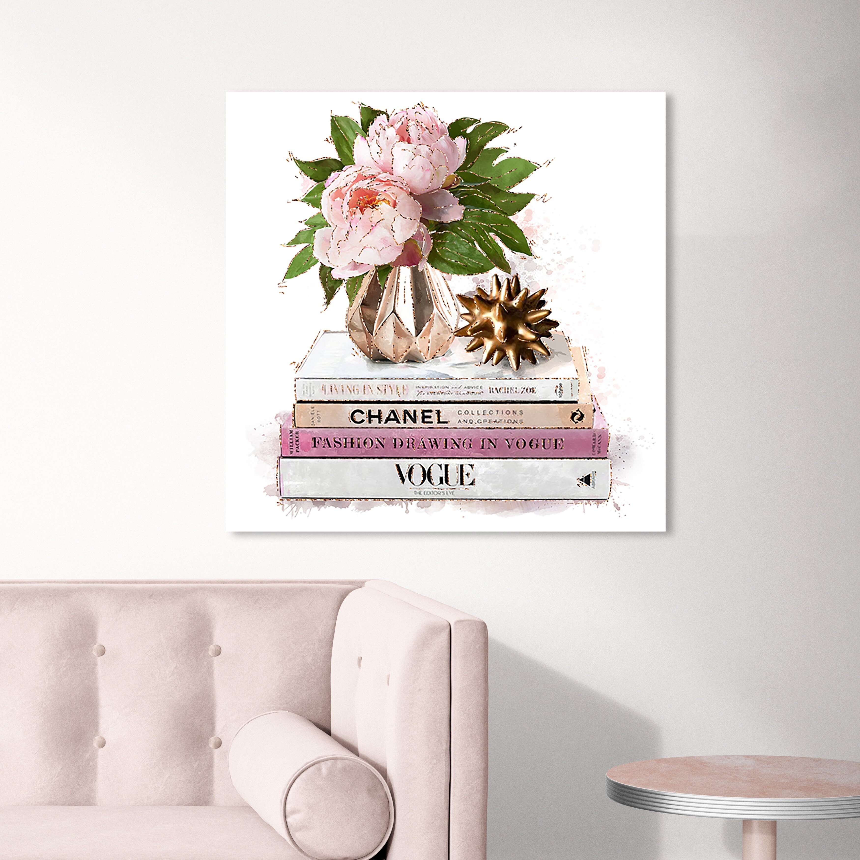 Oliver Gal 'Dripping Roses and Chanel' The Floral and Botanical Wall Art  Decor Collection Modern Premium Canvas Art Print