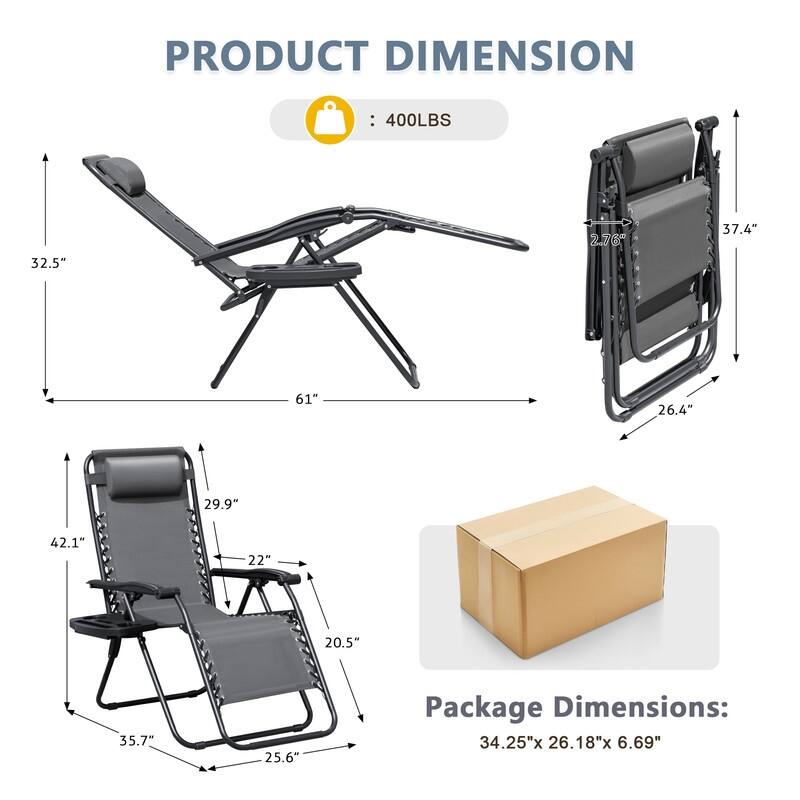 Homall Patio Zero Gravity Chair Lawn Lounge Chair with Pillow Set of 2