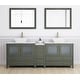 preview thumbnail 16 of 51, Vanity Art 84" Double Sink Bathroom Vanity Set with Engineered Marble Top and Free Mirrors Vintage Green