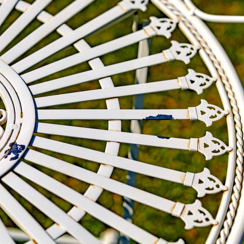 "Stephania" Victorian Folding Iron Garden Table - 27.5"x27.5"x24"