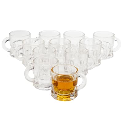 Mini Beer Mug Shot Glasses with Handles for Party (1.57 x 1.9 In, 12 Pack)