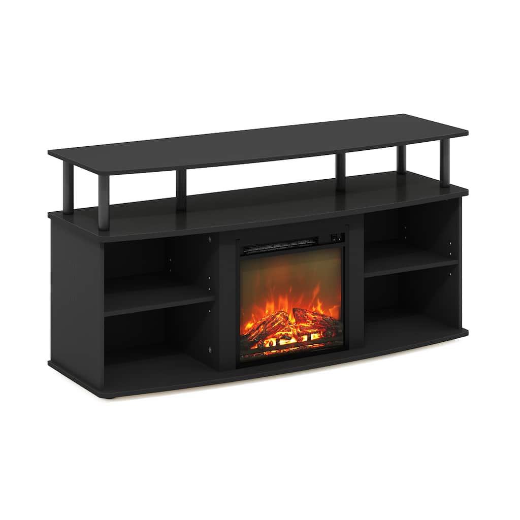 Furinno Jensen Open Shelving Storage Fireplace Entertainment Center for TV up to 55 Inch