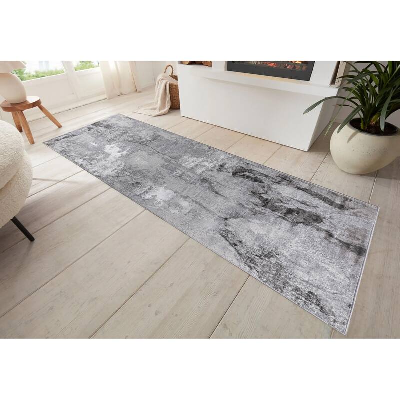 Hania Collection Grey Modern Abstract Area Rug