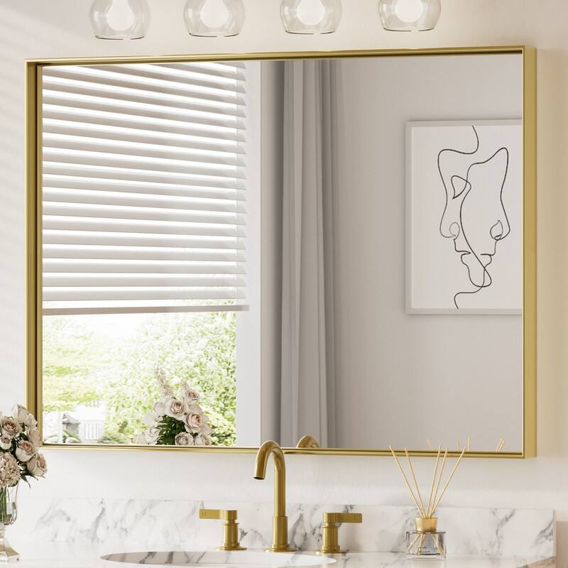 Keonjinn Aluminum Framed Wall Mount Bathroom Vanity Mirror