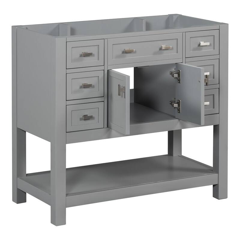 36'' Modern Bathroom Bathroom Vanity with Sink and 6 Drawers，2 Soft Closing Doors
