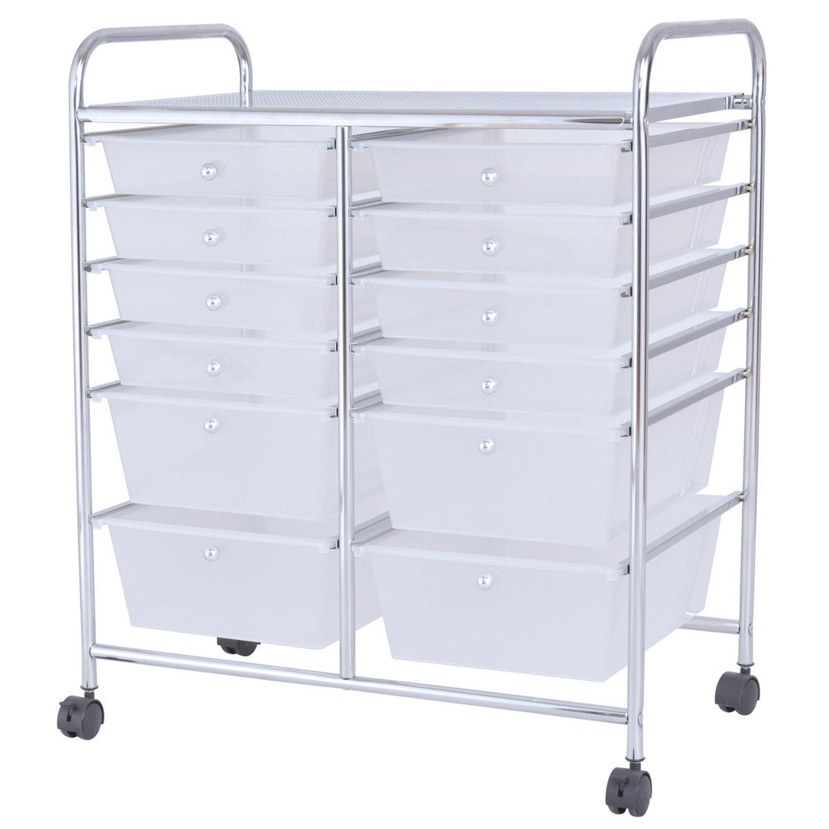 Gymax Office Rolling Cart 12 Storage Drawer Studio Organizer Rolling Cart 12 Storage Drawer Studio
