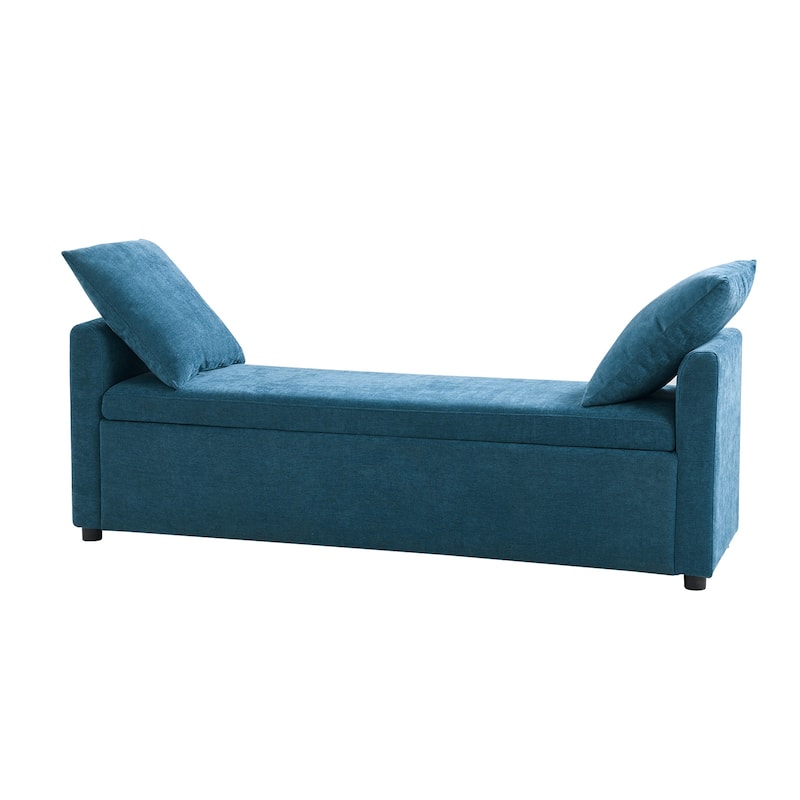 Franco Modern Upholstered Storage Bench with Two Throw Pillows