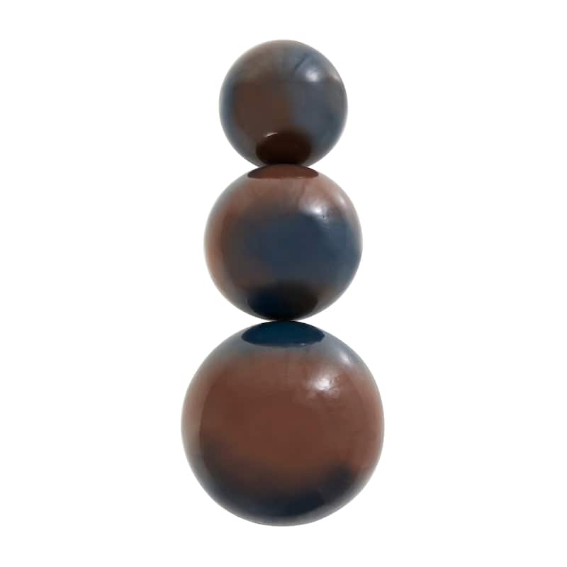 Black, Brown or White Plastic Decorative Ball Orbs & Vase Filler with Gold Stripe or Blue Accents (Set of 3)