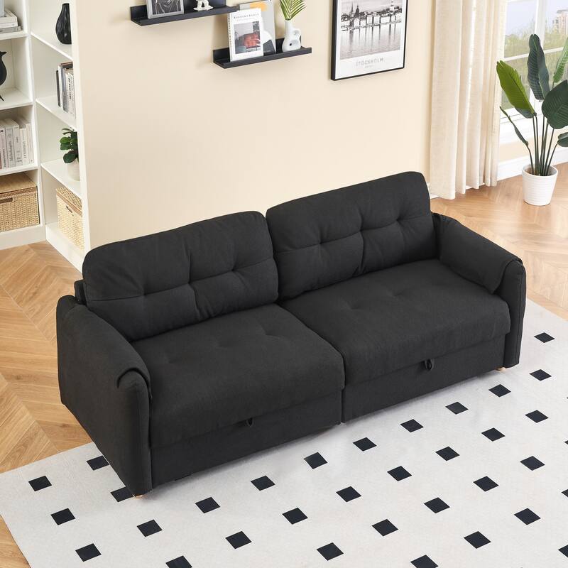 Teddy Cotton Linen Fabric Sofa with Built-in Storage