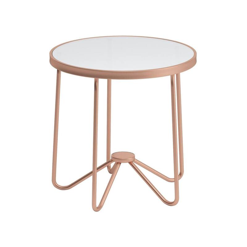 Frosted Glass Top Round Table - Rose Gold