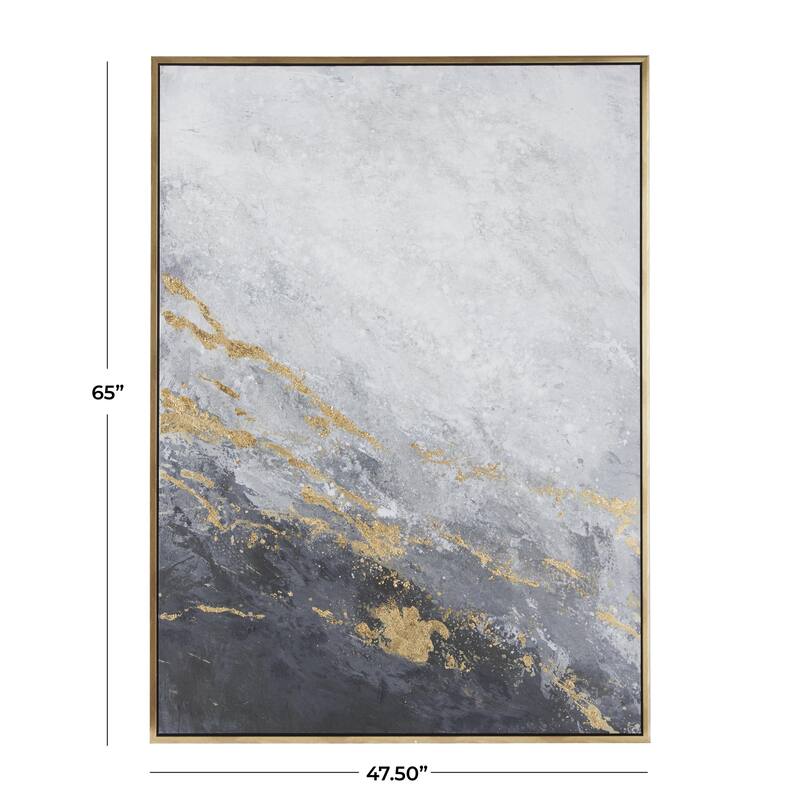 Canvas Geode Living Room Framed Wall Art with Gold Frame - Roche River Decor
