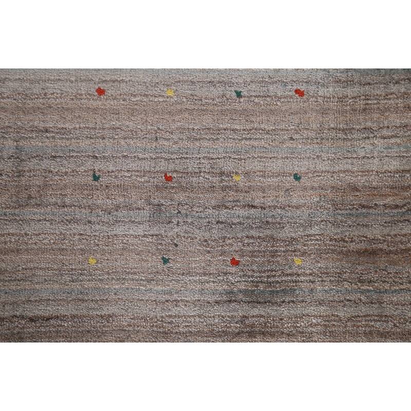Striped Gabbeh Oriental Square Area Rug Hand-Knotted Wool Carpet - 9'10" x 9'10"