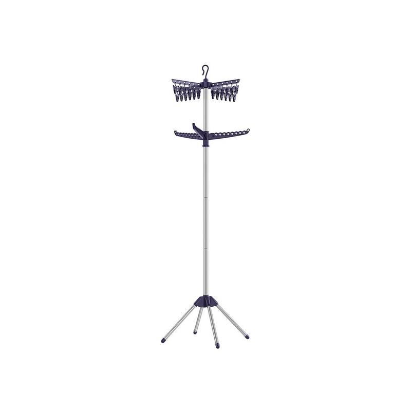 Stainless Steel Foldable Clothes Drying Rack with 360° Rotatable Arms Large Capacity and Space-Saving Design - 2-Tier - Blue-Silver