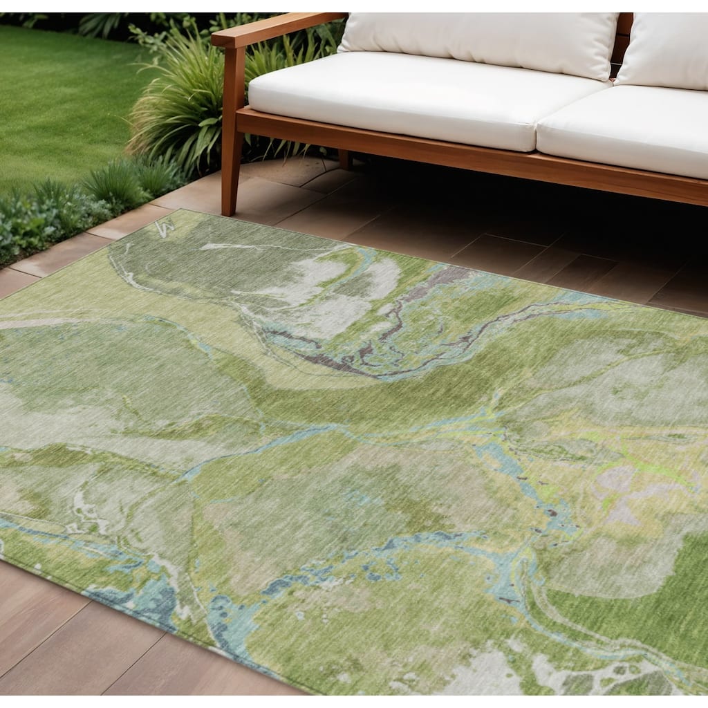 HomeRoots Abstract Transitional Rectangle Outdoor Rug