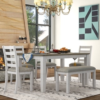 Farmhouse 6-Piece Dining Set with Rectangular Dining Table and ...
