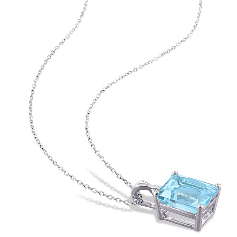 Miadora 15 3/4ct TGW Sky Blue Topaz & White Topaz Necklace & Leverback Earrings Set Sterling Silver