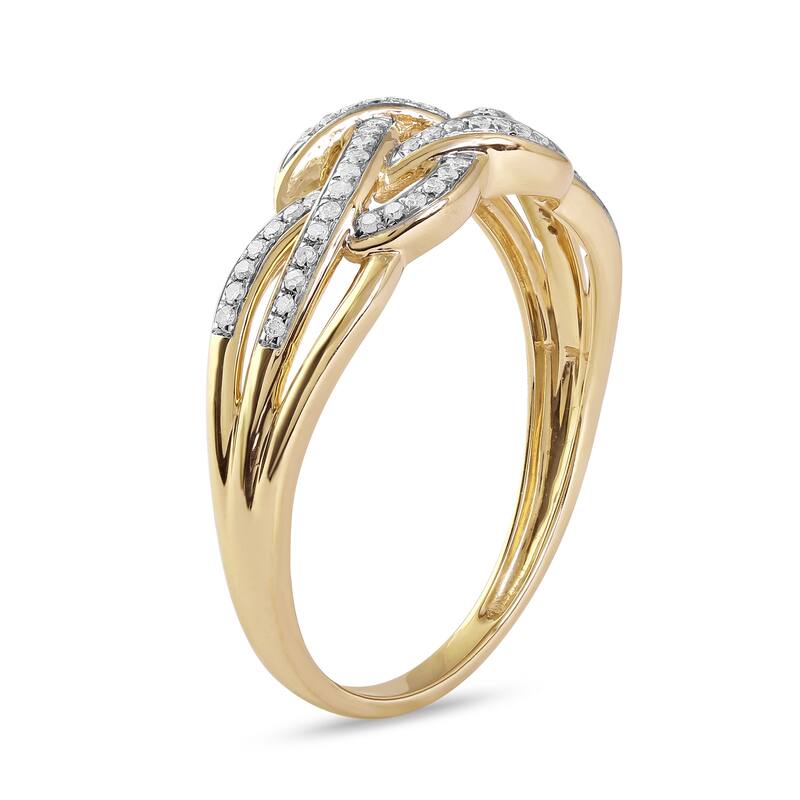 IGI Certified 1/5ct TDW Diamond Swirling Band in 10K Yellow Gold for Women