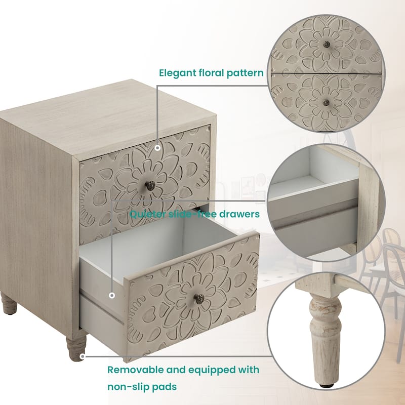 SUNBURY Vintage Solid Wood Nightstand with Drawer