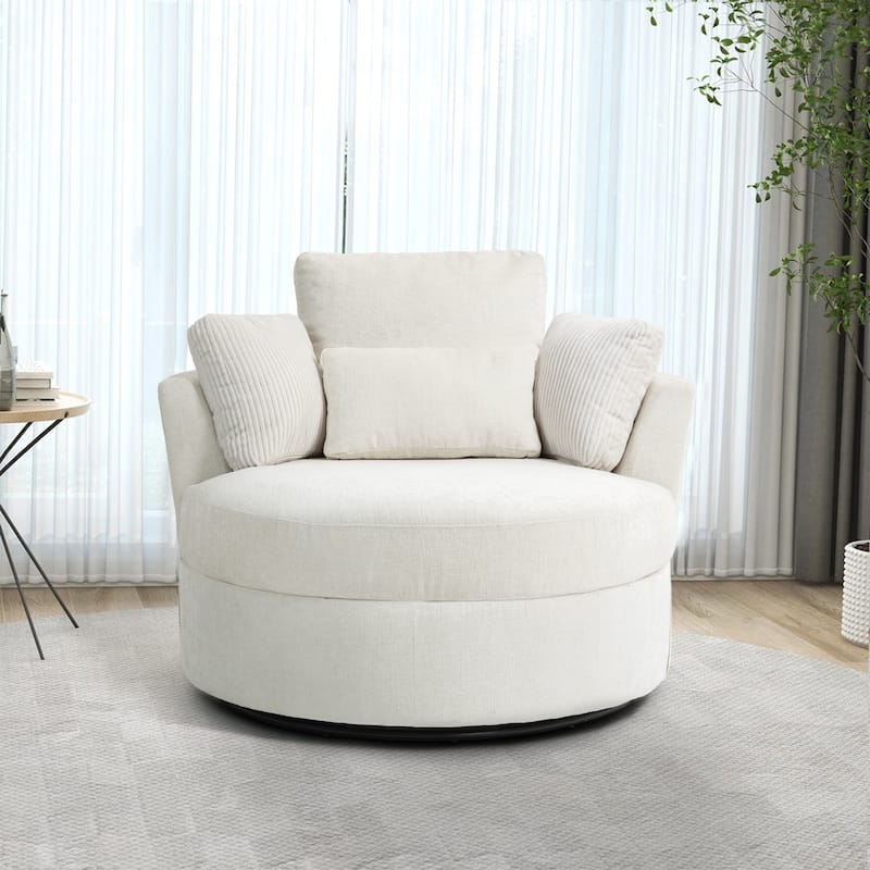 Modern Swivel Chair with Pillows for living room - Beige