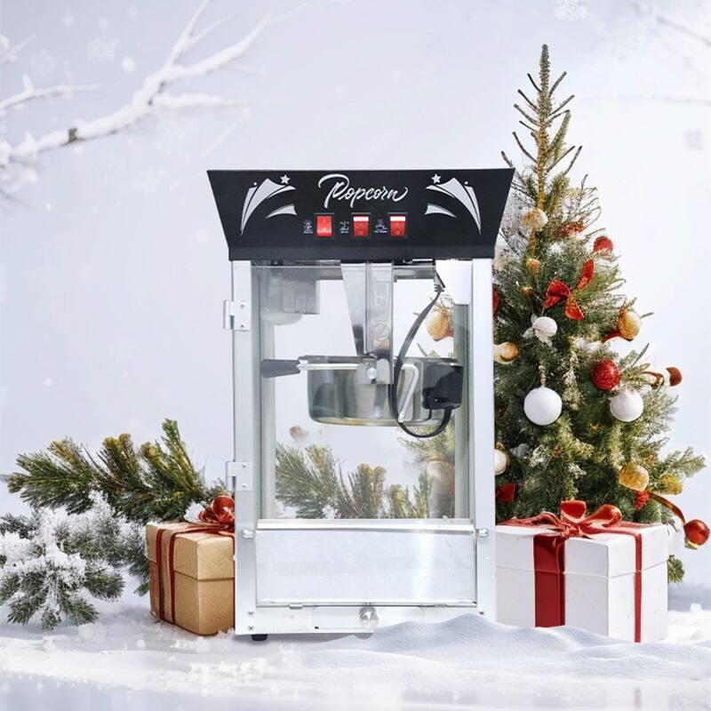 Commercial Popcorn MAKER Machine, 12 Ounce Kettle Stainless Steel Popcorn Maker with Tempered Glass, Warming Deck