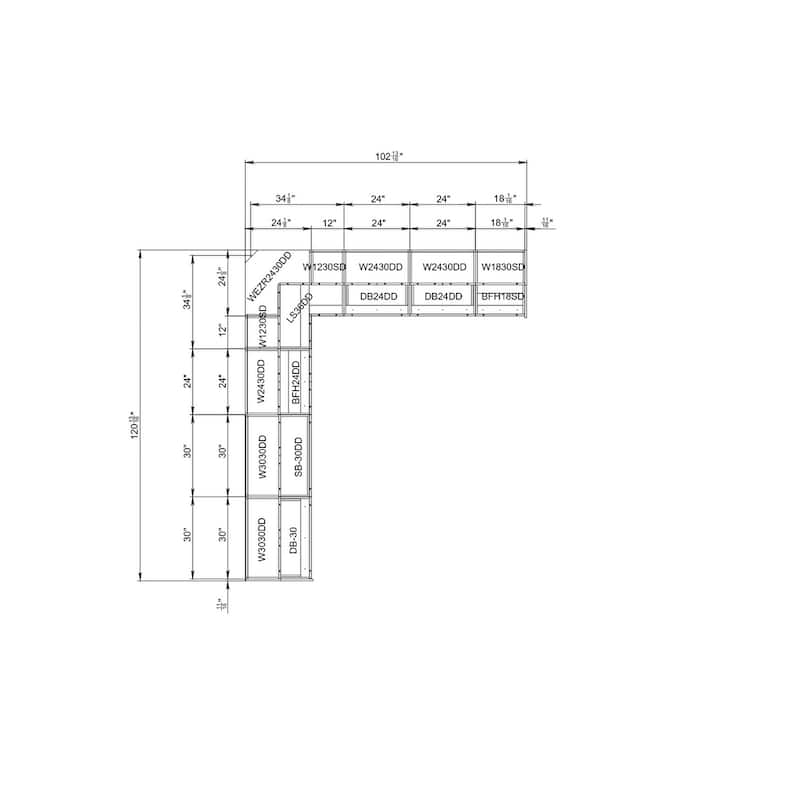 Kitchen Modern Collection White Gloss Color Base Size 10x8,5Ft Wide - 102x120