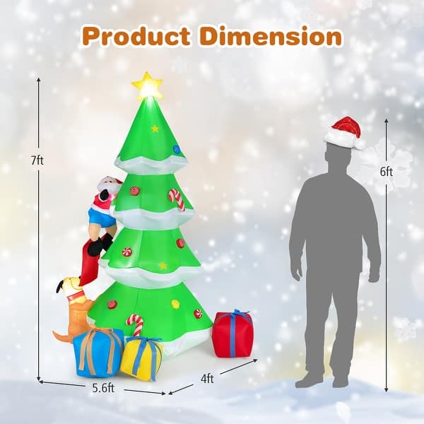 Costway 7 FT Inflatable Christmas Tree with Santa Claus & Dog - See ...