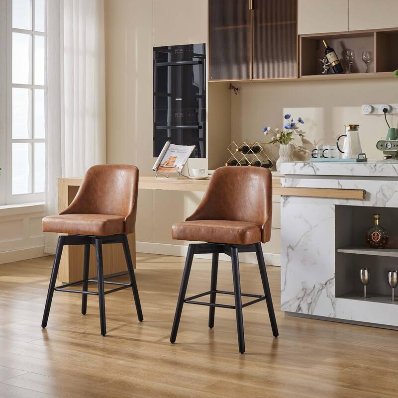 26" Counter Height Swivel Barstool Set of 2 - Brown