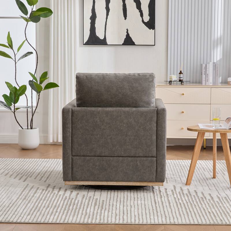 30.7"W Upholstered Square Swivel Accent Chair and Comfy Accent Single Sofa Chair, 360 Degree Club Chair