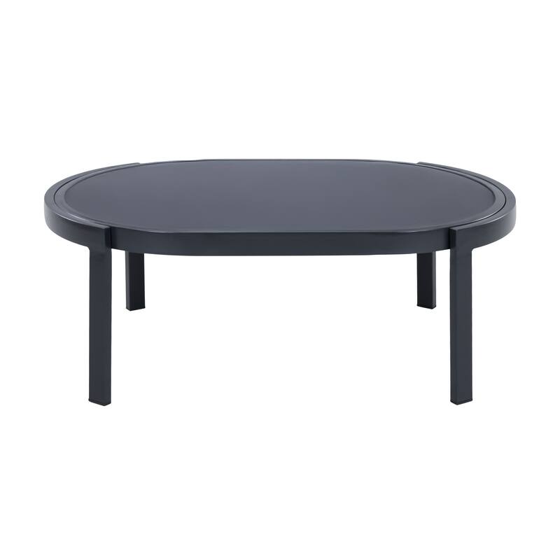 Christopher Knight Home - Aurelia Modern Aluminum Outdoor Oval Coffee Table with Tempered Glass Top